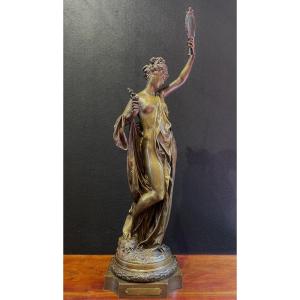 Albert-ernest Carrier- Belleuse (1824-1887), La Vérité,  Bronze, Signé, Ca 1880,  Dim: 90x24cm