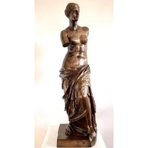 F. Barbedienne, Bronze Sculpture, Vénus Of Milo, Signed, Ca 1950, Dim: 97x28x24 - Ed. Colas