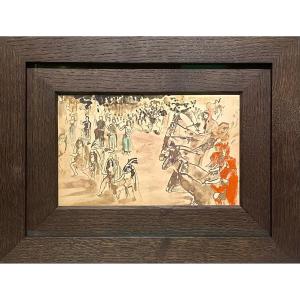 Max Jacob (1876-1944), Horsemen And Amazons, Ink, Gouache And Watercolor On Paper, Signed 