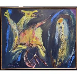 Serge Vandercam (1924-2005), Untitled, Acrylic/canvas, Signed, 1989, Dim 81x101cm, Framed