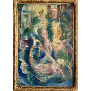 Yan B. Morel-dyl (1887-1944), Rheingold, Oil On Panel, Signed, 1937, Size: 74x51 Cm, Framed