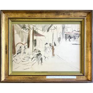 Max Jacob (1876–1944), Place Pigalle, Gouache On Paper, Signed, Ca. 1925, 27 X 38 Cm (39 X 49 Cm).
