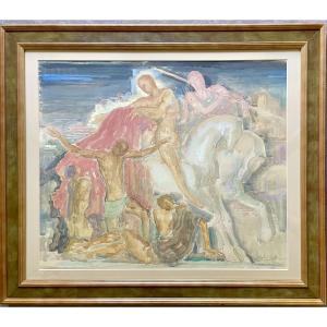 Anto Carte (1886-1954), aquarelle/papier, signée, Saint-Martin, ca1915, 45x54 cm(60x70cm).