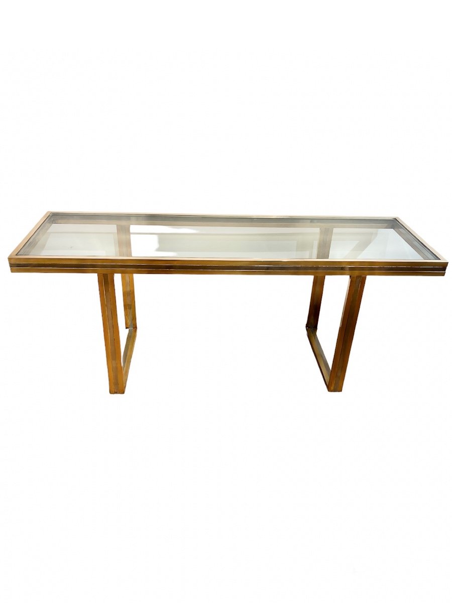 Romeo Rega Console In Metal Structure And Two-tone Gold Silver Brass