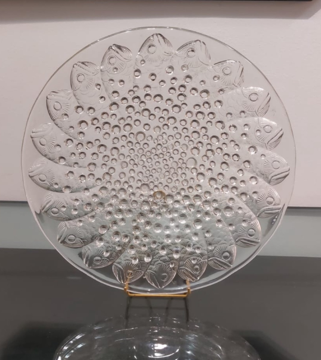 Coupe En Verre Moulée René Lalique Modèle Roscoff Poisson-photo-3