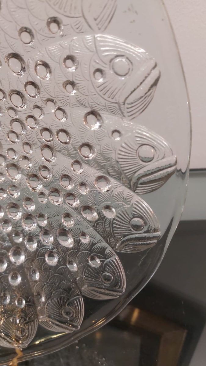 Coupe En Verre Moulée René Lalique Modèle Roscoff Poisson-photo-4