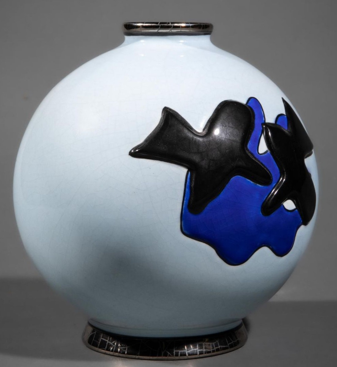 Ceramic Ball Vase From The Longwy Enamel Factory After Georges Braque (1882-1963)-photo-4