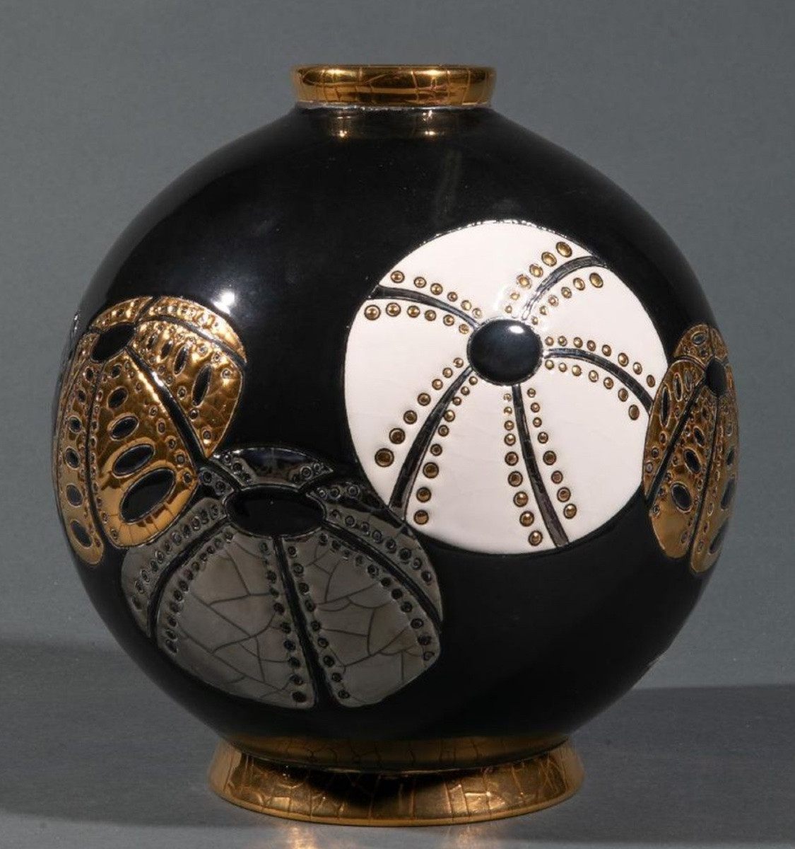 Vase boule en céramique modèle midi Oursins signé F.Mané -photo-3