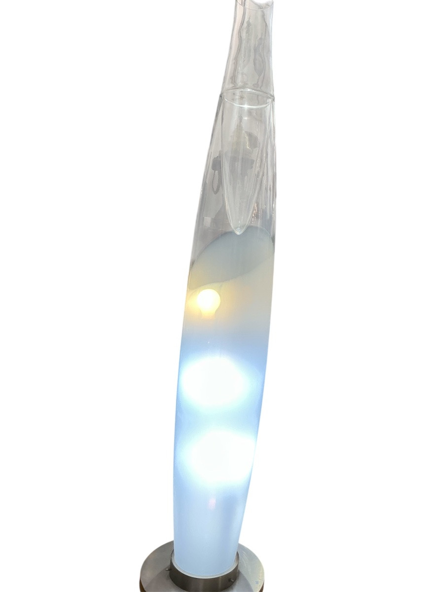 Christophe PILLET (Né en 1959)  – Lampe en verre soufflé transparent et fumé blanc -photo-2