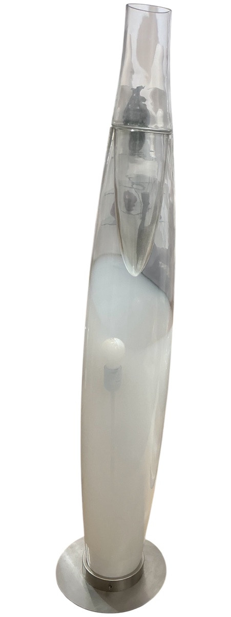 Christophe PILLET (Né en 1959)  – Lampe en verre soufflé transparent et fumé blanc -photo-3