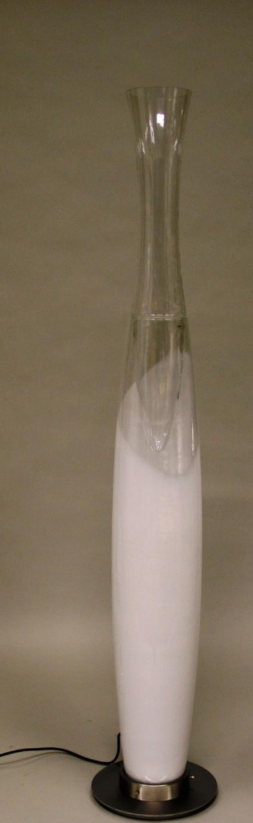 Christophe PILLET (Né en 1959)  – Lampe en verre soufflé transparent et fumé blanc -photo-1