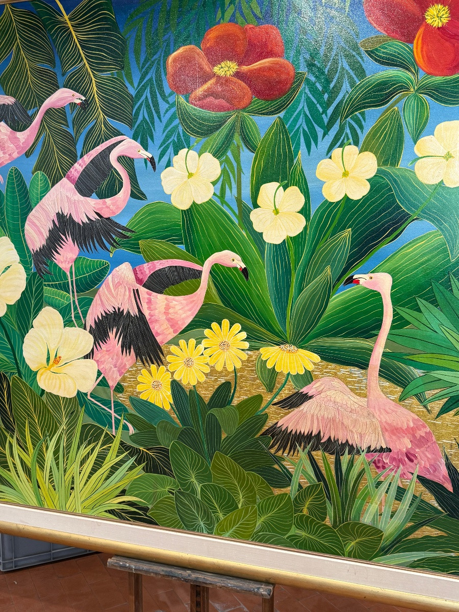 Oil On Canvas, Flamengos By Milan Todd -photo-4