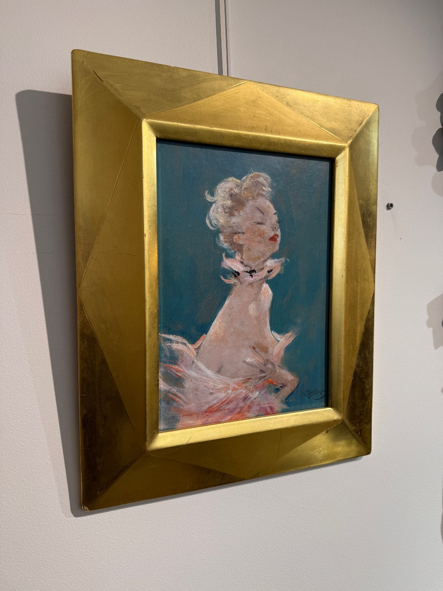 Huile sur panneau « Élégante » Jean Gabriel Domergue -photo-2