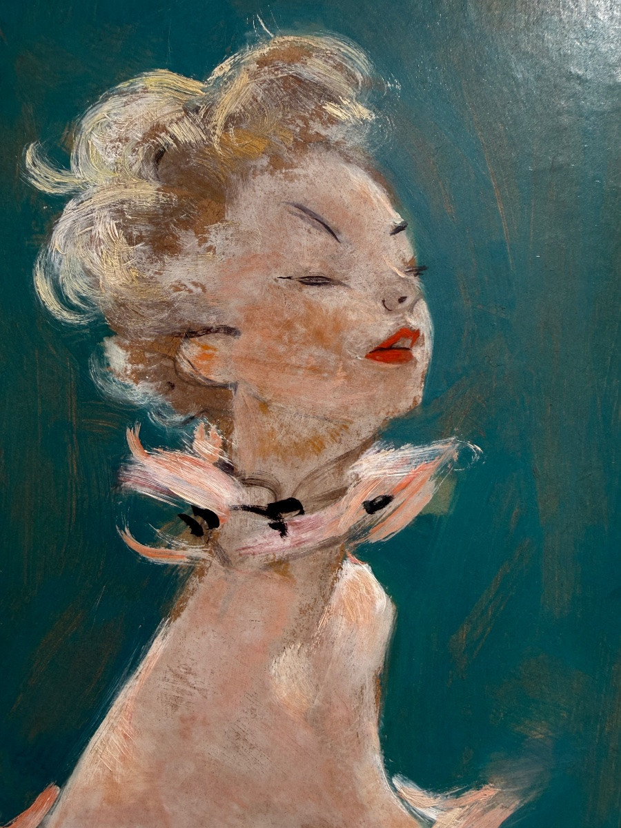 Huile sur panneau « Élégante » Jean Gabriel Domergue -photo-4