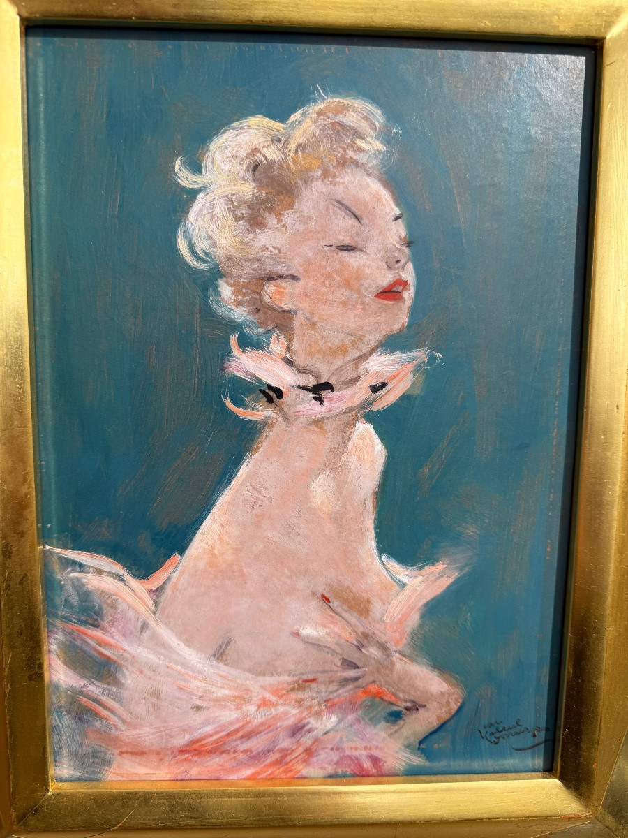 Huile sur panneau « Élégante » Jean Gabriel Domergue -photo-3