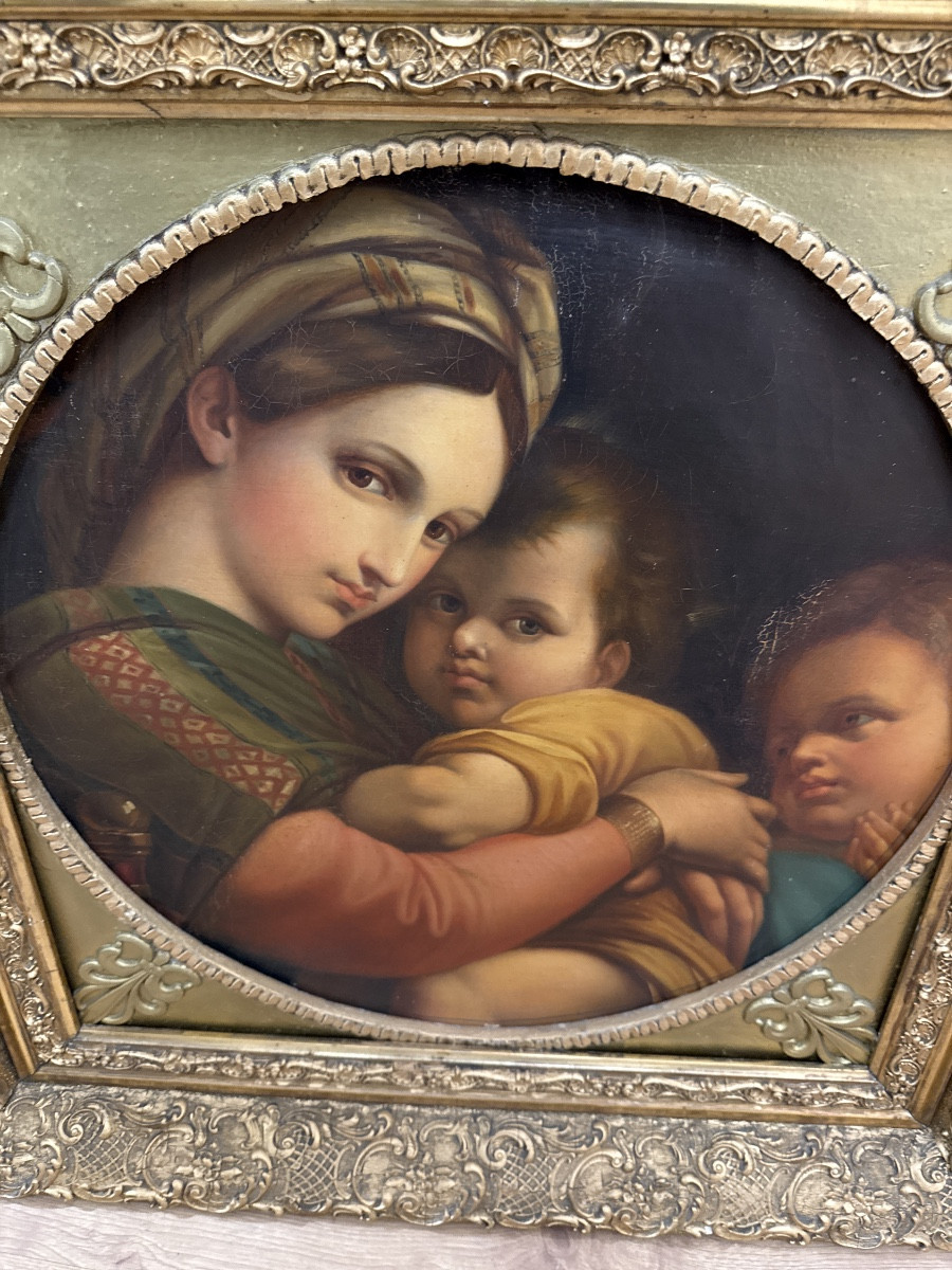 The Virgin Of The Chair After Raphael. Painting From The 19th Century.-photo-2