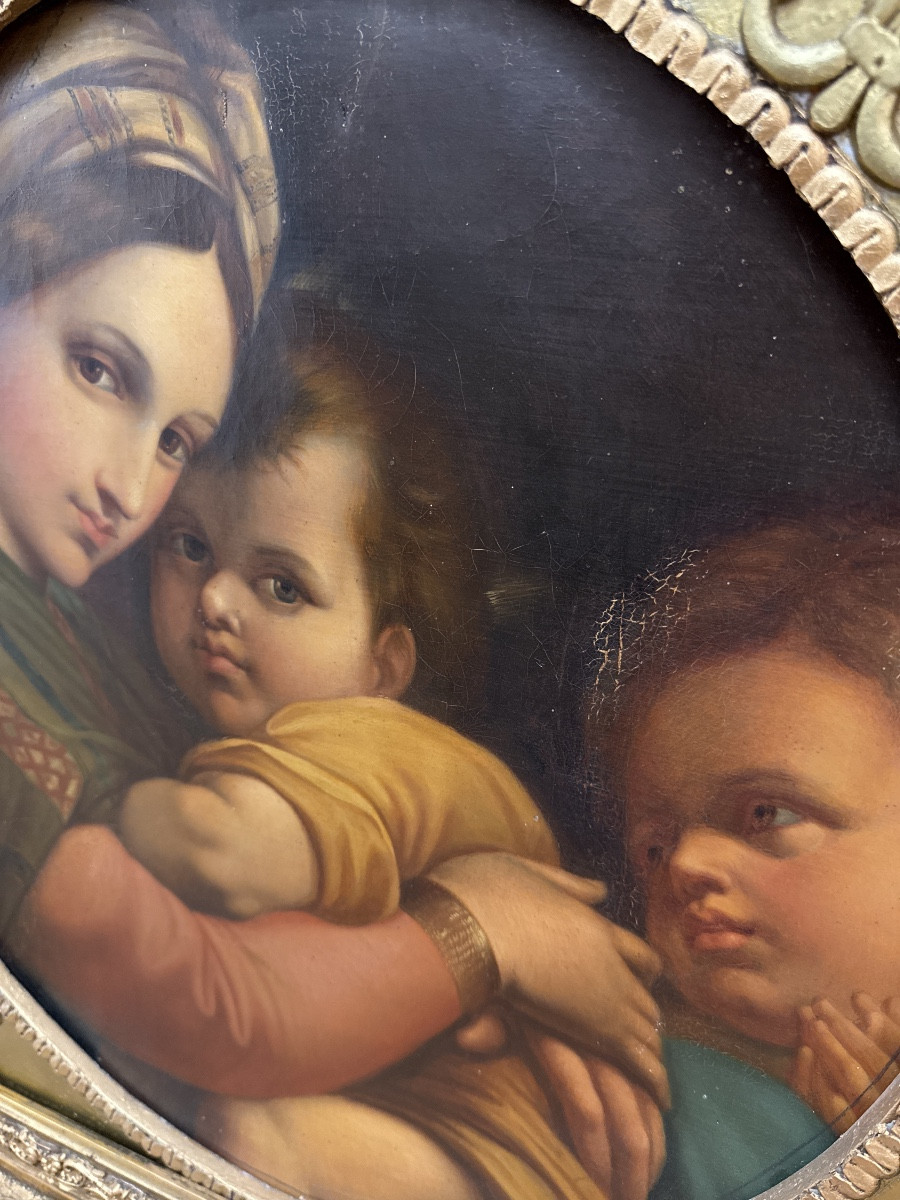 The Virgin Of The Chair After Raphael. Painting From The 19th Century.-photo-3