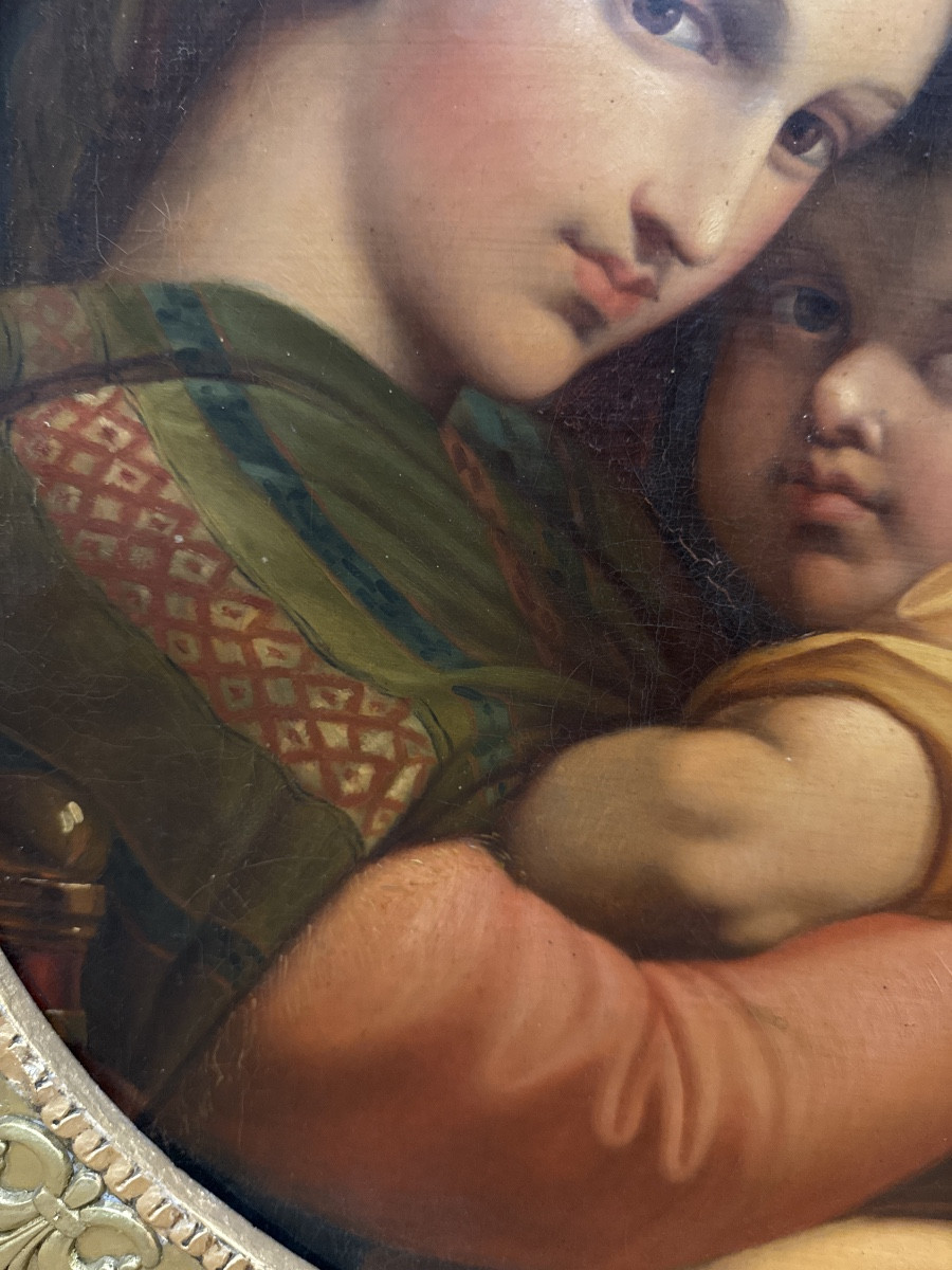 The Virgin Of The Chair After Raphael. Painting From The 19th Century.-photo-4
