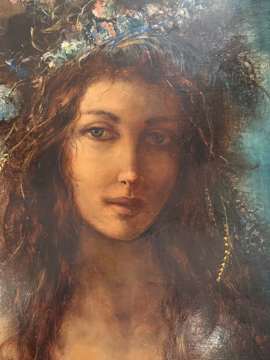 Guy Gambier (20th Century) – Female Portrait – Oil On Canvas-photo-1