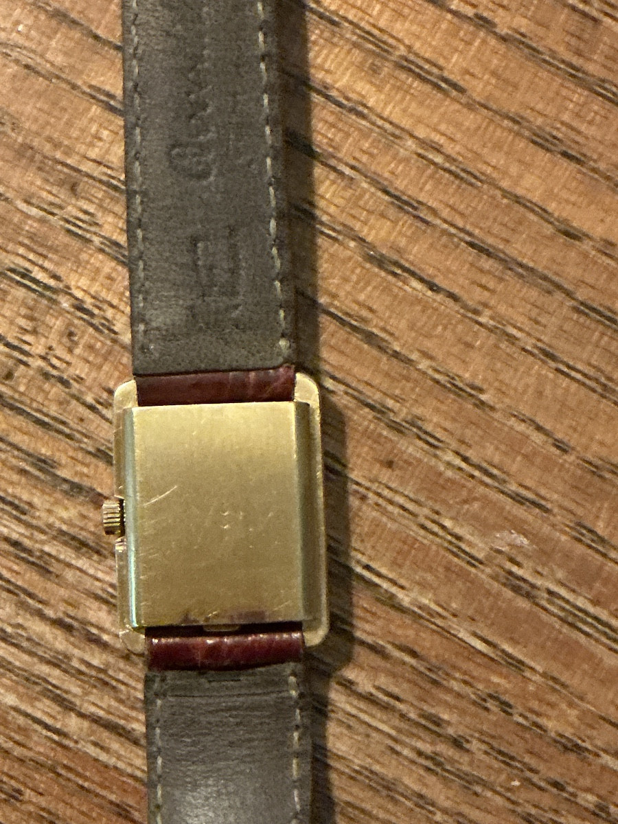 Montre femme tank omega en or 18 carats et bracelet cuir-photo-3