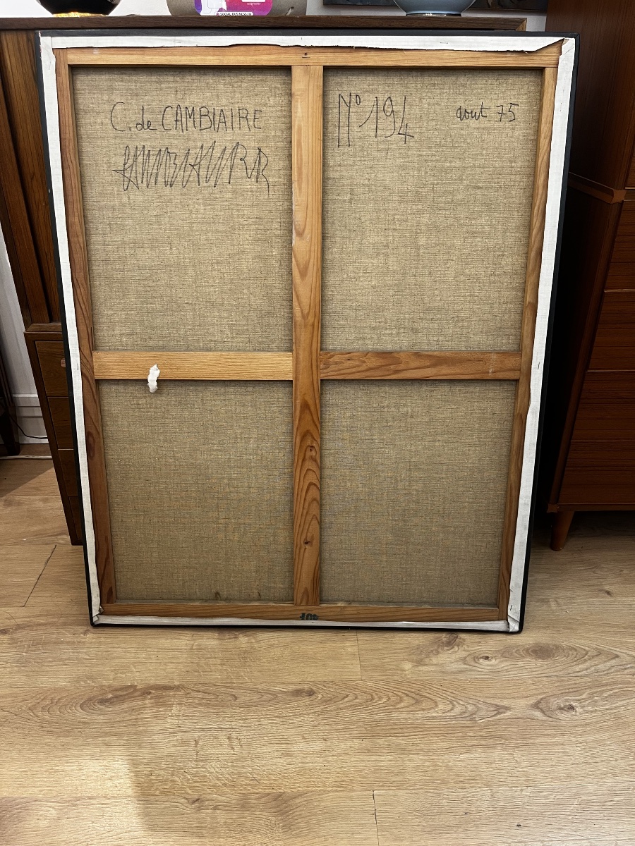 Huile sur toile abstraite originale signée Christian de Cambiaire -photo-3