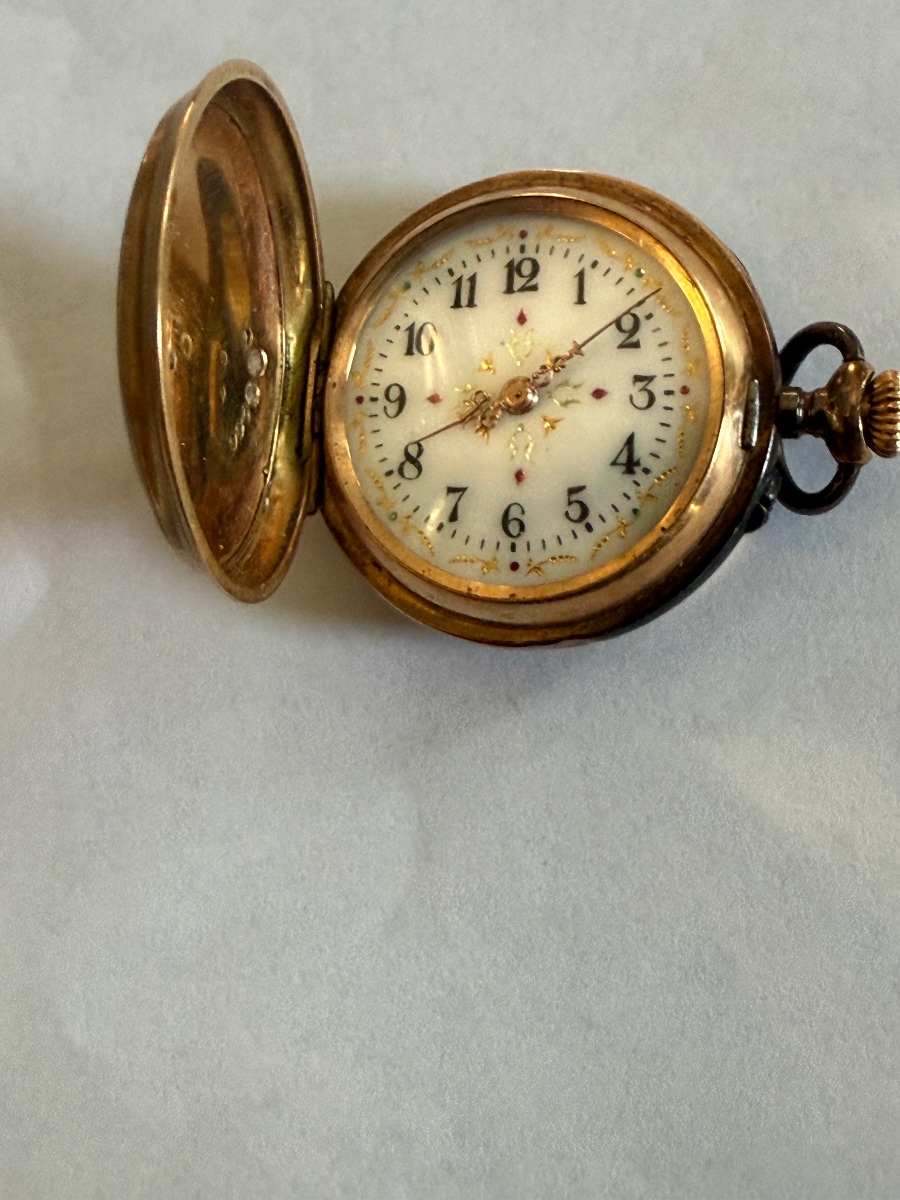 MONTRE DE COL ANCIENNE EN OR ÉMAILLÉ-photo-5