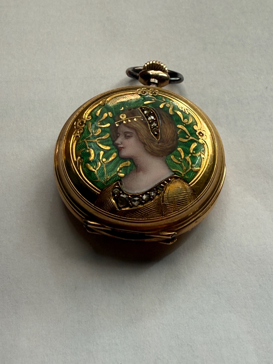 MONTRE DE COL ANCIENNE EN OR ÉMAILLÉ-photo-7