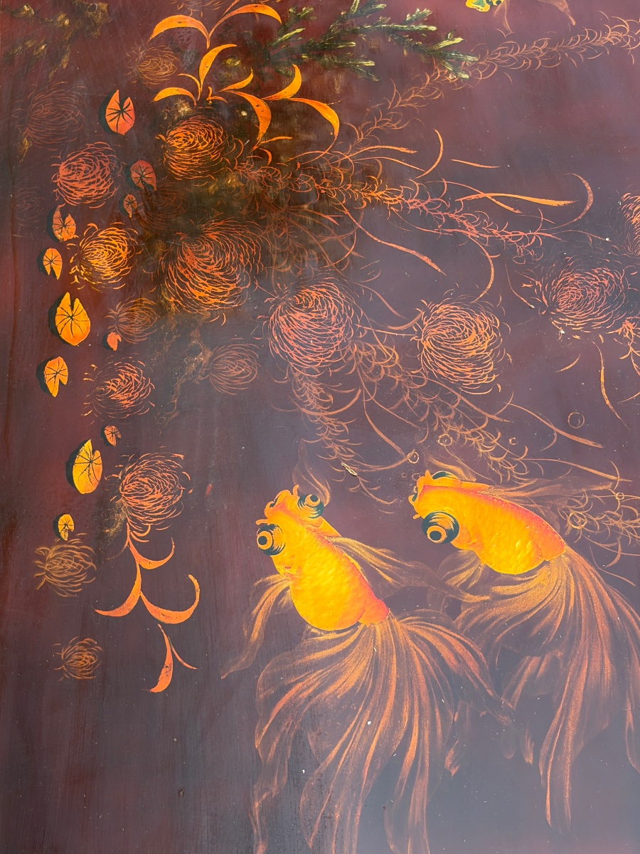 Lacquered Coffee Table By Than Lê – Vietnam – Goldfish Design – 20th Century-photo-2