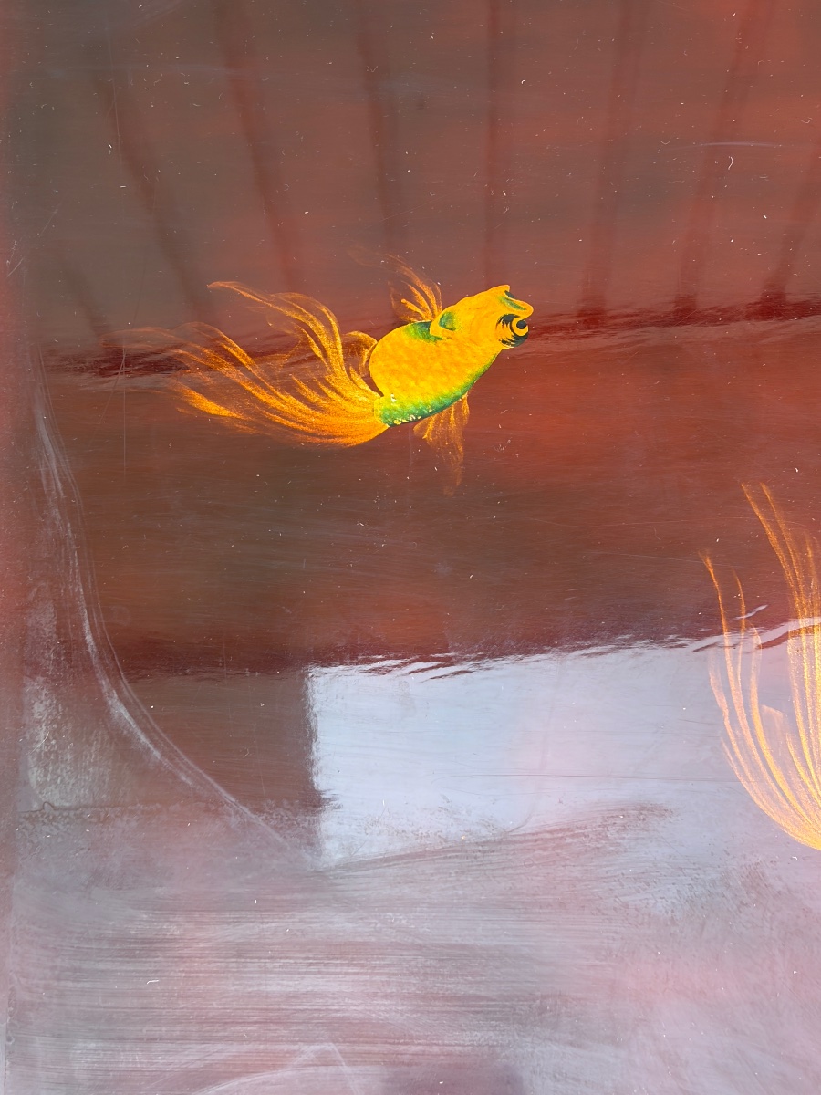 Lacquered Coffee Table By Than Lê – Vietnam – Goldfish Design – 20th Century-photo-3
