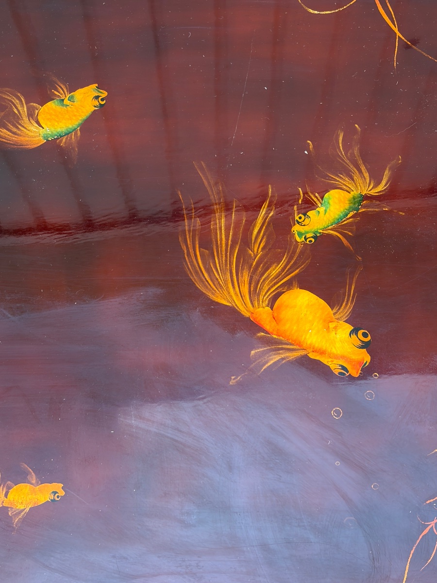 Lacquered Coffee Table By Than Lê – Vietnam – Goldfish Design – 20th Century-photo-4