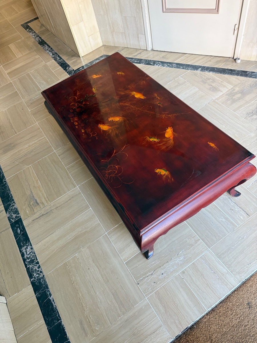 Lacquered Coffee Table By Than Lê – Vietnam – Goldfish Design – 20th Century-photo-2