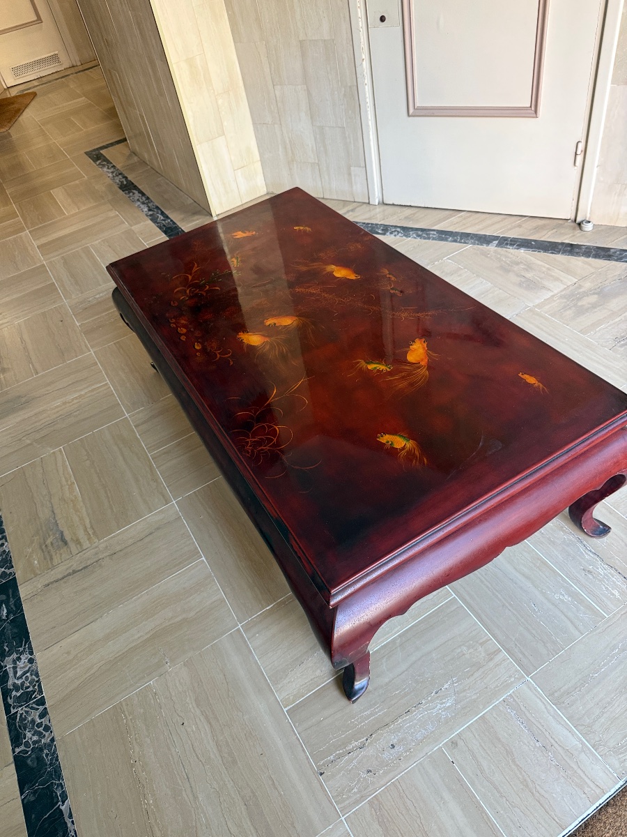 Lacquered Coffee Table By Than Lê – Vietnam – Goldfish Design – 20th Century-photo-4