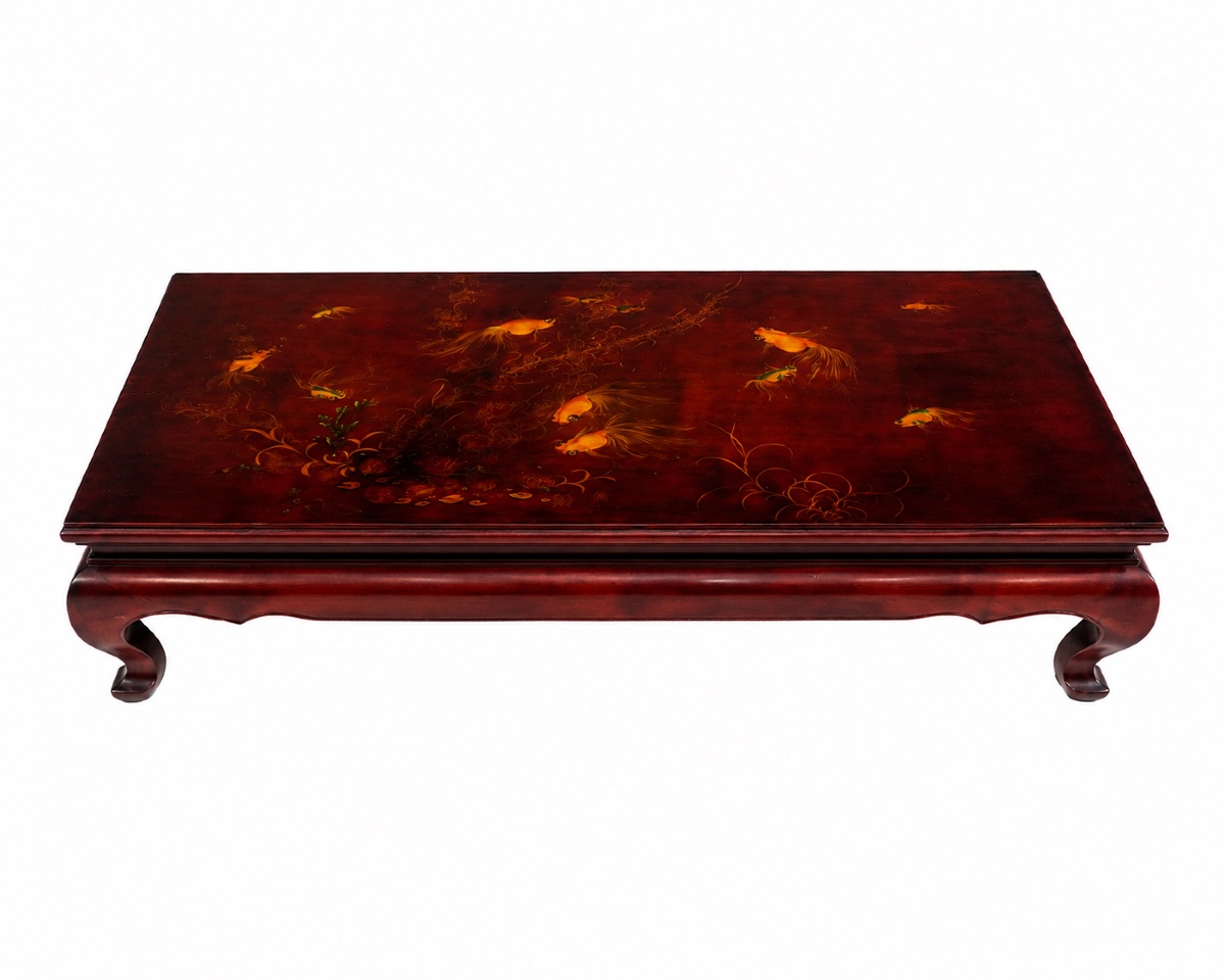 Lacquered Coffee Table By Than Lê – Vietnam – Goldfish Design – 20th Century