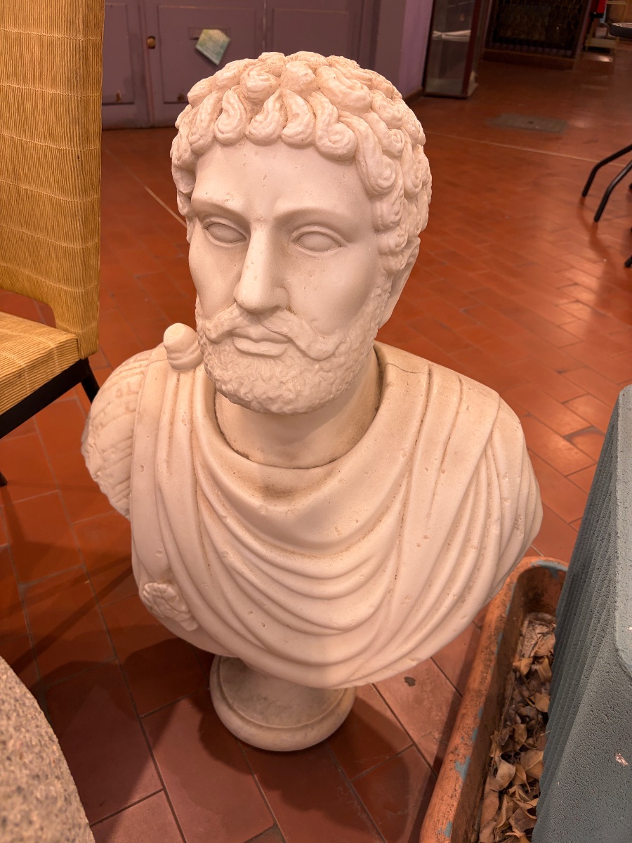 Bust Of A Man In The Classical Style, Made Of Reconstituted Marble, 20th Century-photo-1
