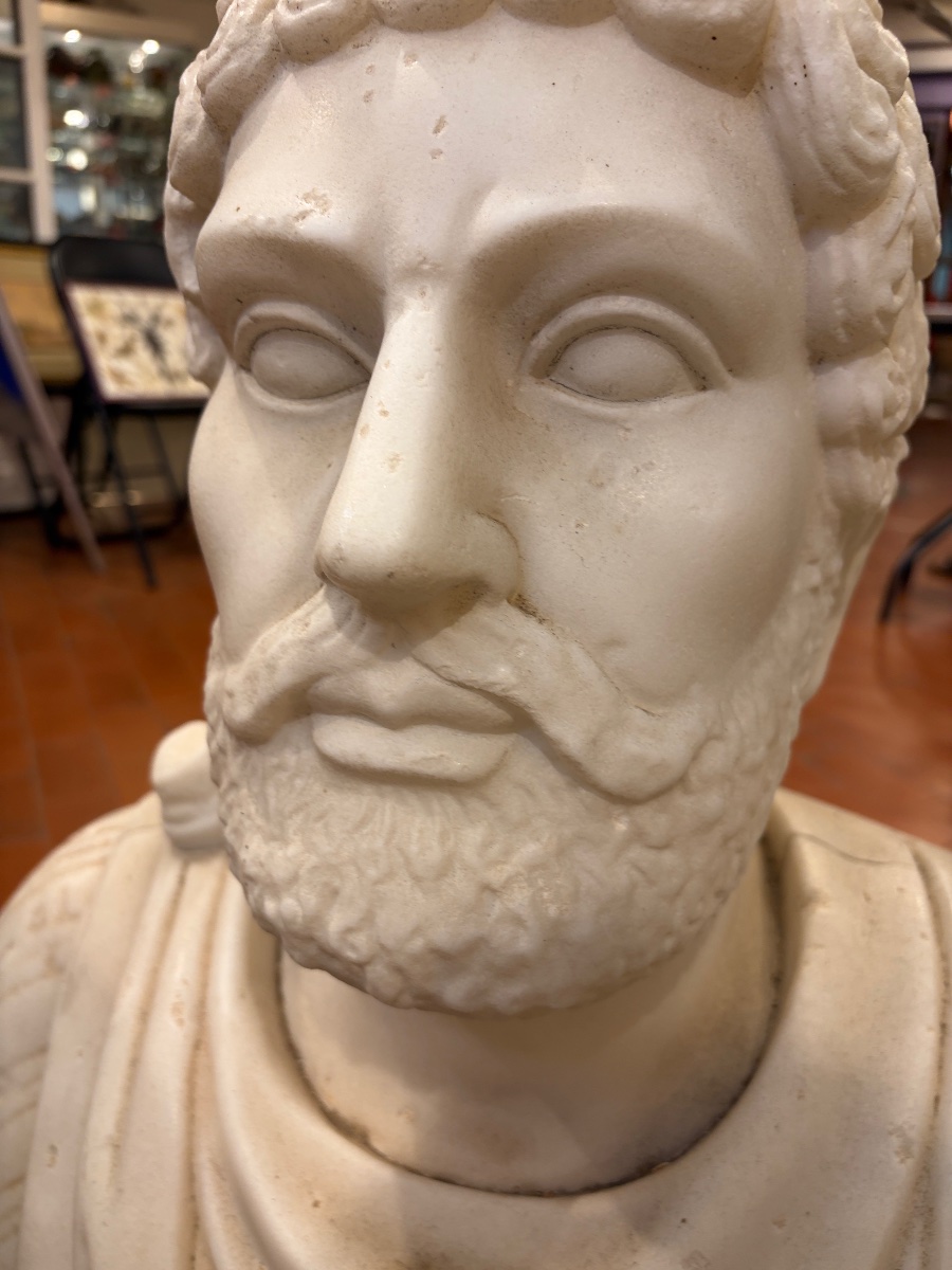 Bust Of A Man In The Classical Style, Made Of Reconstituted Marble, 20th Century-photo-2