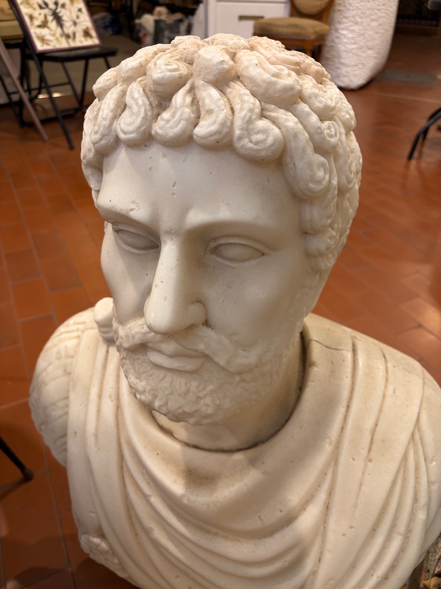 Bust Of A Man In The Classical Style, Made Of Reconstituted Marble, 20th Century-photo-3