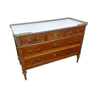 COMMODE rectangulaire en acajou et placage d'acajou Louis XVI