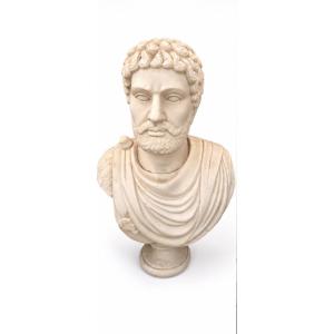 Bust Of A Man In The Classical Style, Made Of Reconstituted Marble, 20th Century