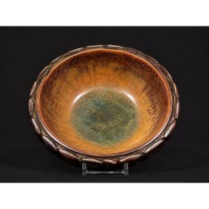 Mougin Nancy – Grande coupe Art déco en grès émaillé, modèle 333.J