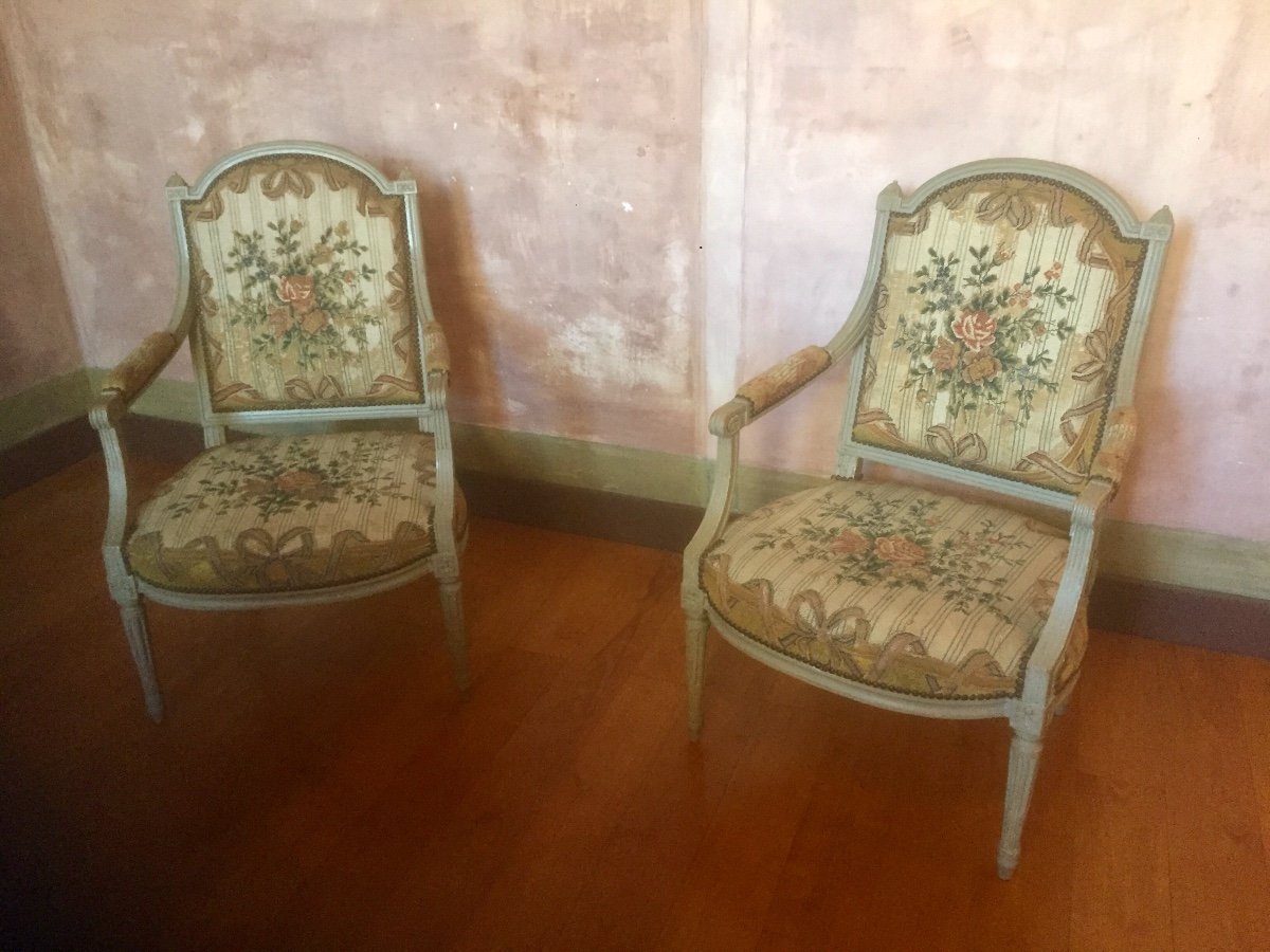 Pair Of Louis XVI Armchairs 18th Century-photo-2