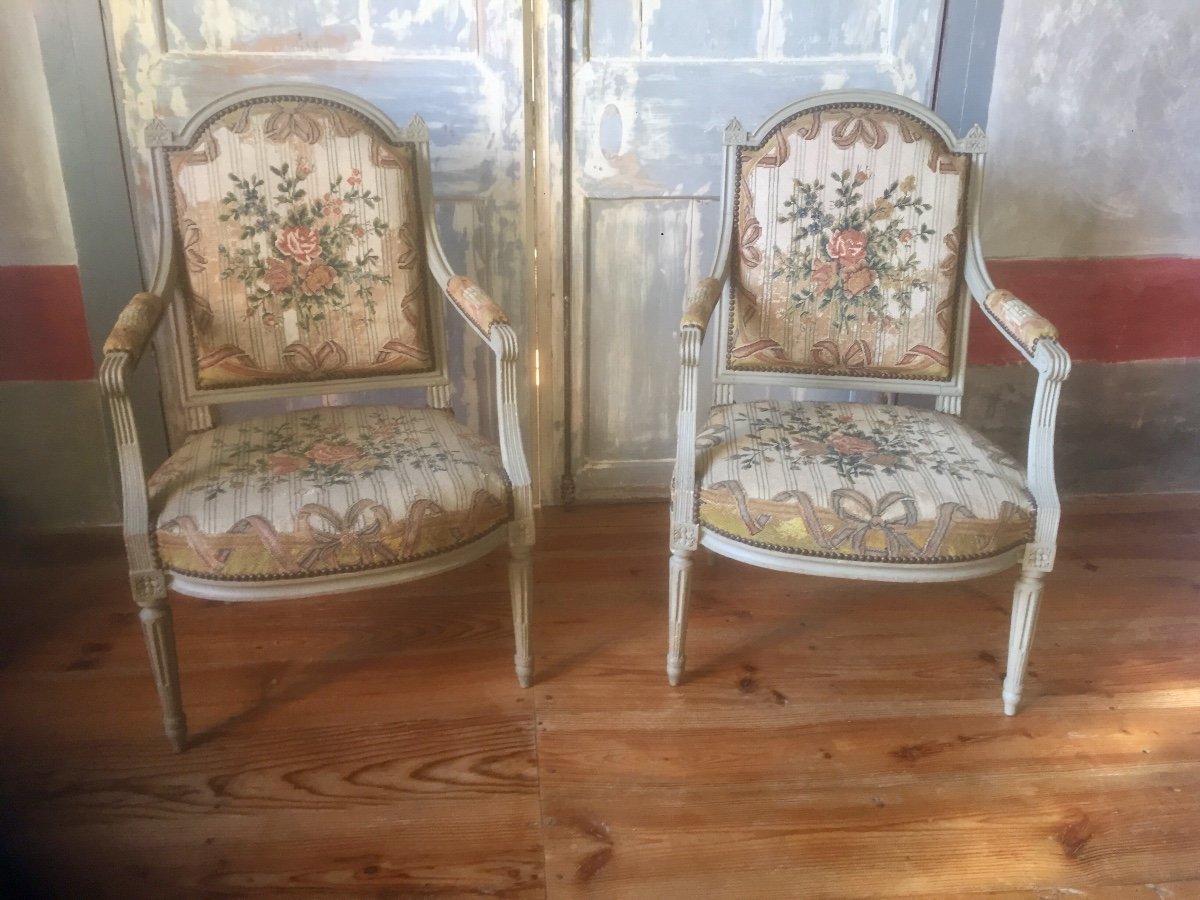 Pair Of Louis XVI Armchairs 18th Century-photo-4