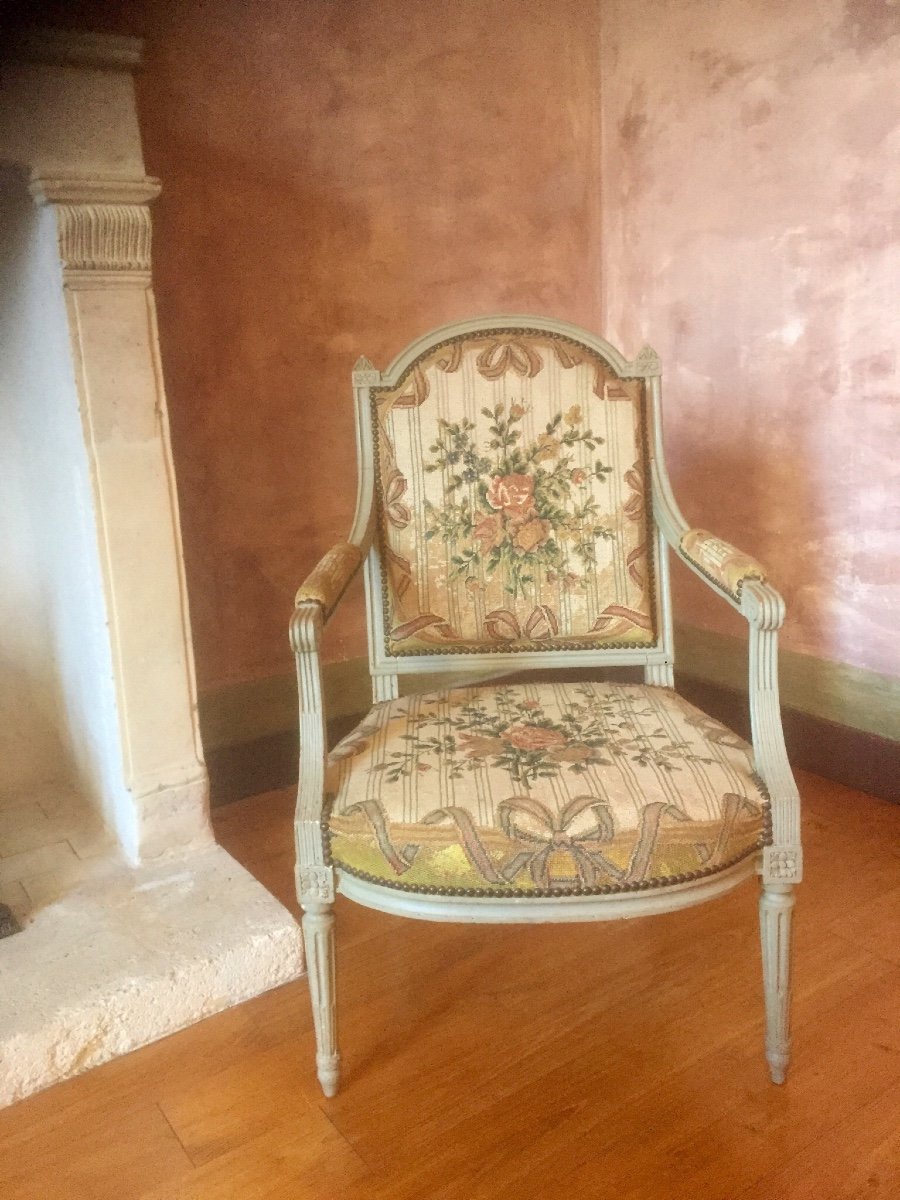 Pair Of Louis XVI Armchairs 18th Century-photo-2