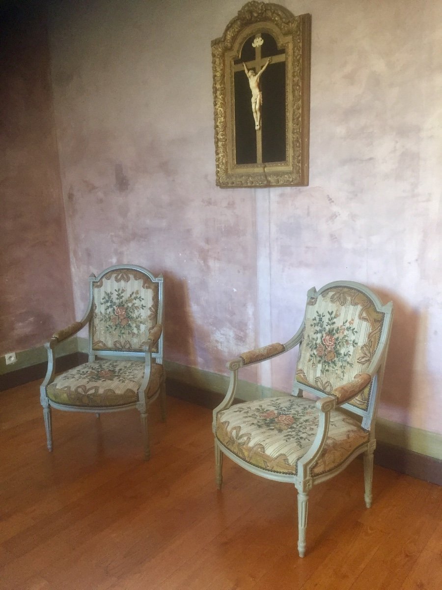 Pair Of Louis XVI Armchairs 18th Century