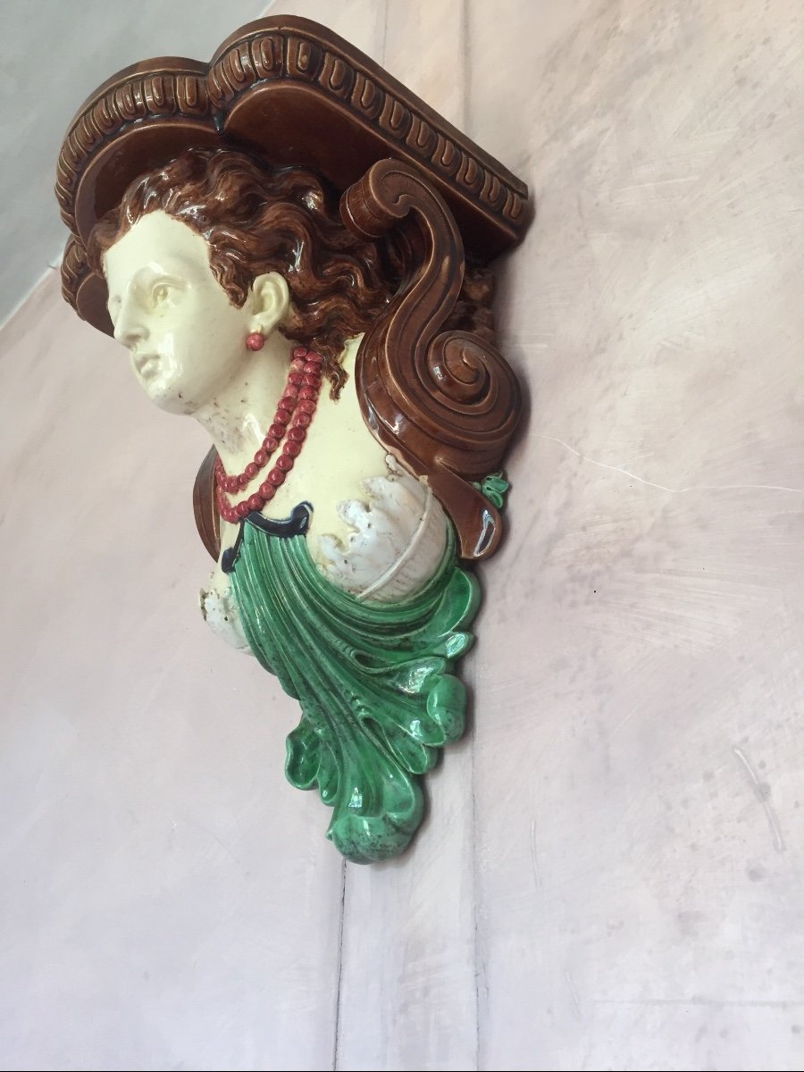 Ceramic Wall Console By Thomas Sergent (1830-1890)-photo-3