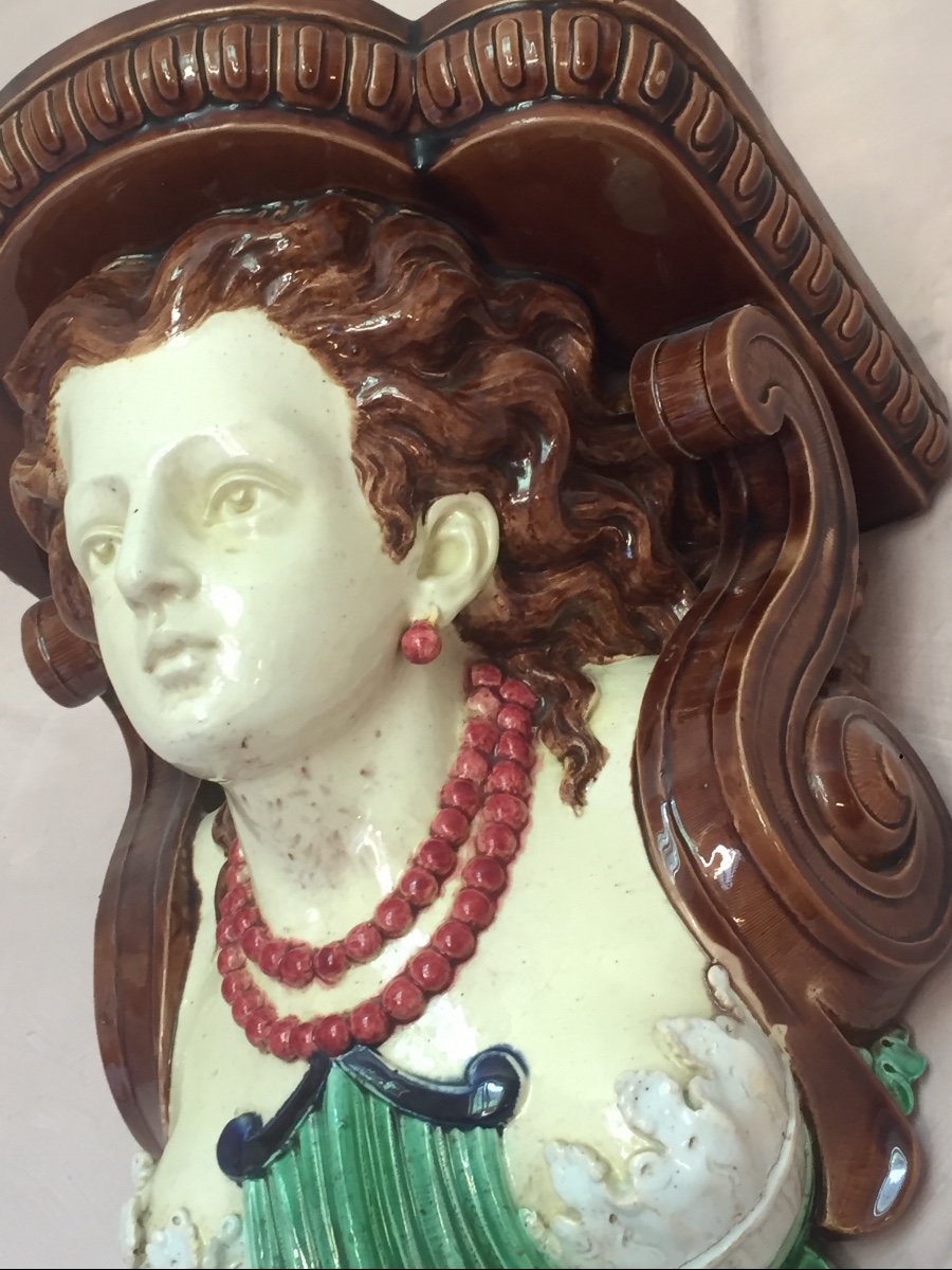 Ceramic Wall Console By Thomas Sergent (1830-1890)-photo-3