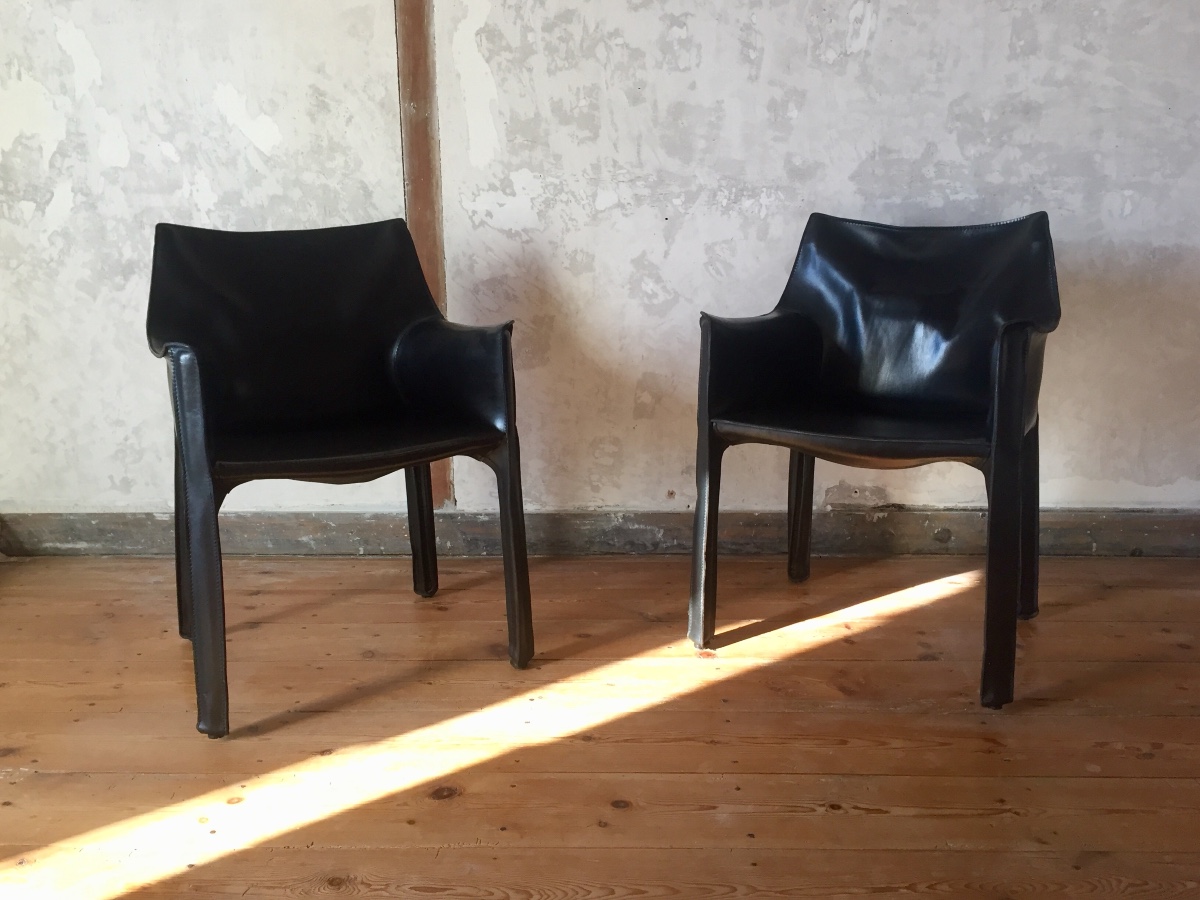 Pair Of Cab 413 Armchairs By Mario Bellini 