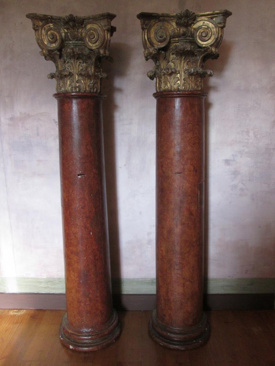 Paire De Demi-colonnes Formant Troncs d'église