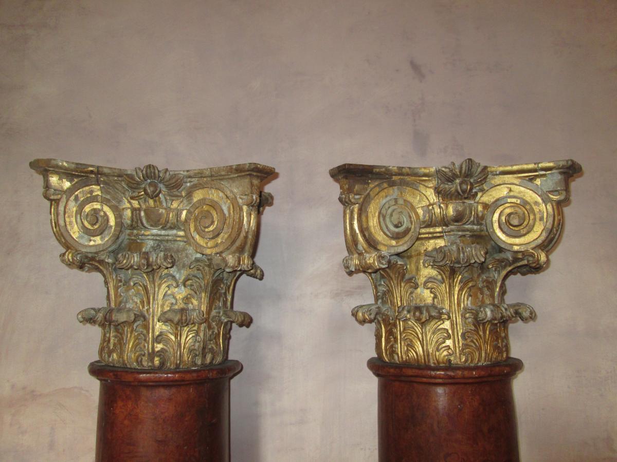 Paire De Demi-colonnes Formant Troncs d'église-photo-2