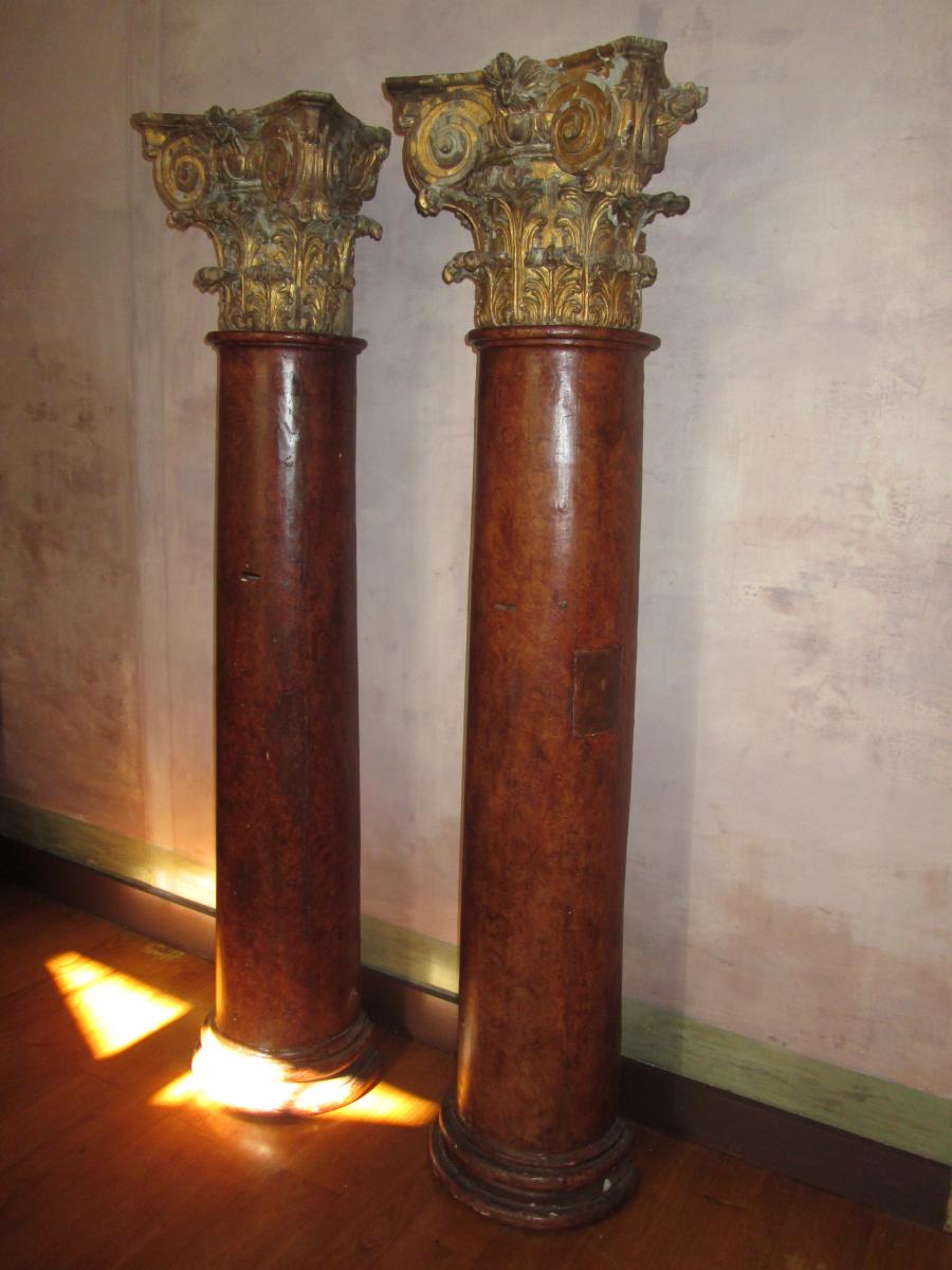 Paire De Demi-colonnes Formant Troncs d'église-photo-4
