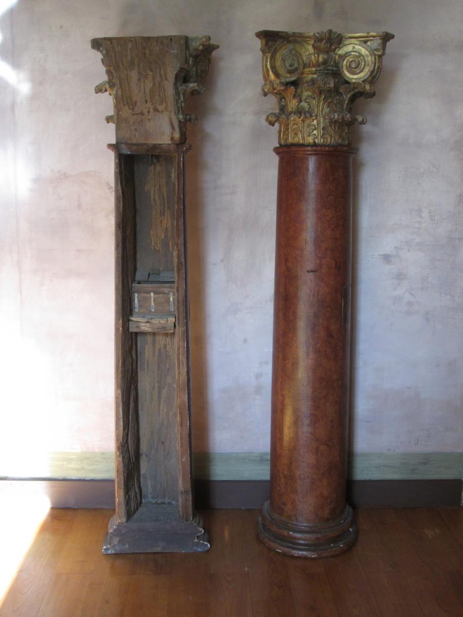 Paire De Demi-colonnes Formant Troncs d'église-photo-1